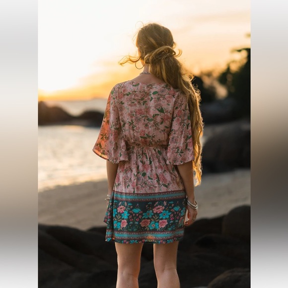 SELFIE LESLIE - Suva Tie Knot Bust Boho Floral A-Line Dress - Picture 6 of 16